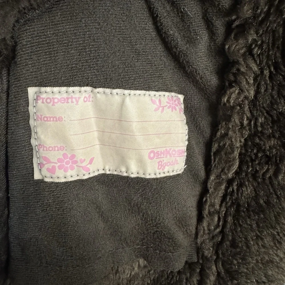 Oshkosh Bgosh Girls Coat 5/6 Faux Fur Leopard‎ Brown Hooded Pockets